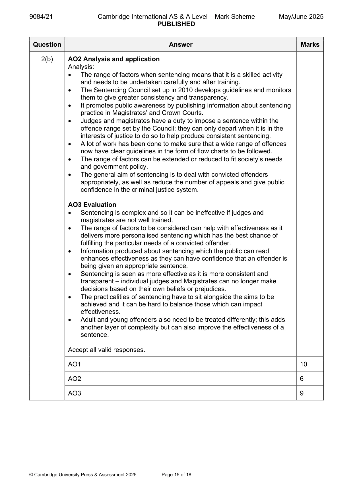 Mark scheme, page 15 of 18