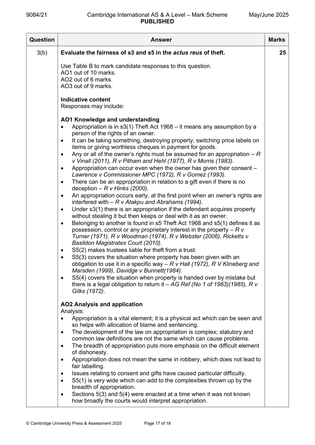 Mark scheme, page 17 of 18