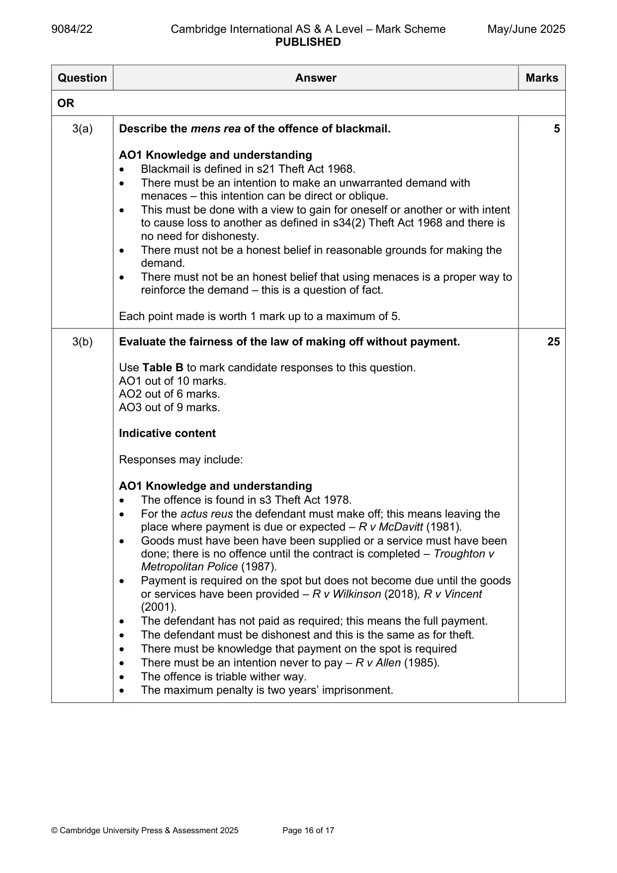 Mark scheme, page 16 of 17