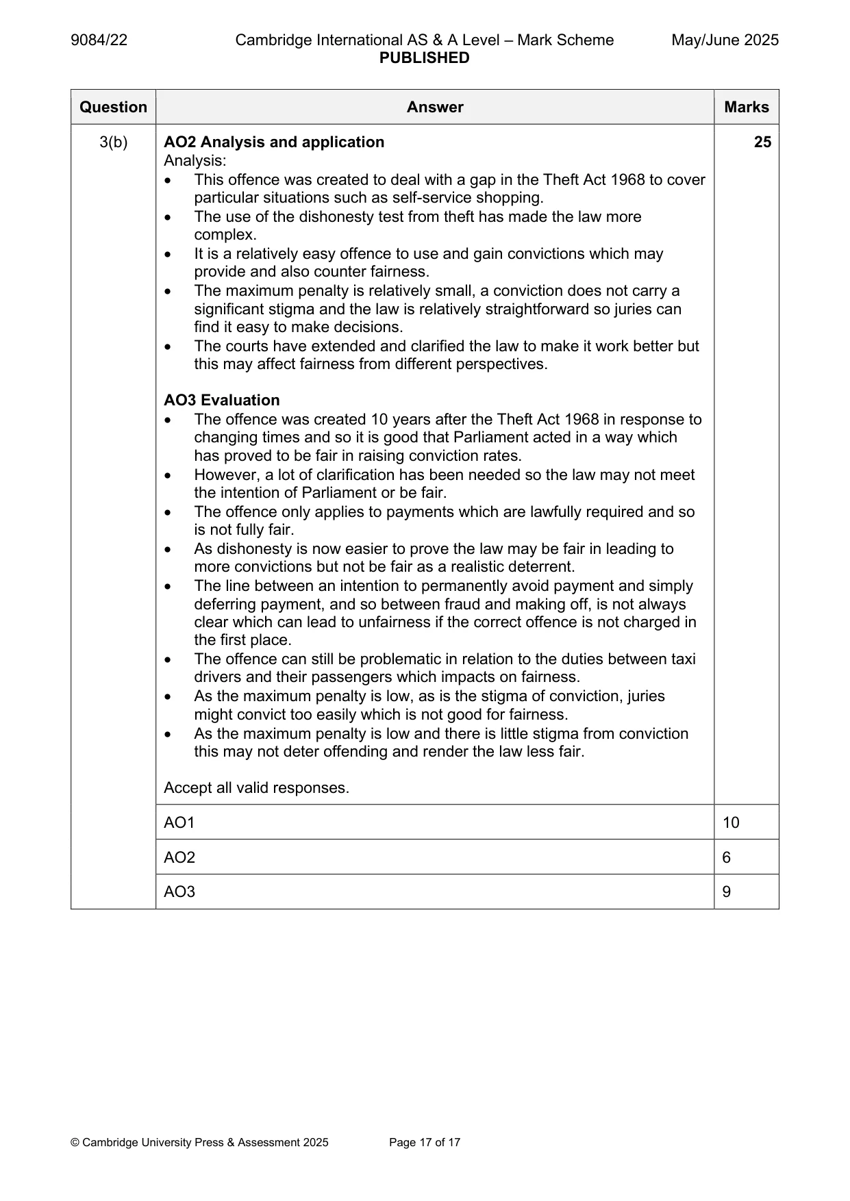 Mark scheme, page 17 of 17