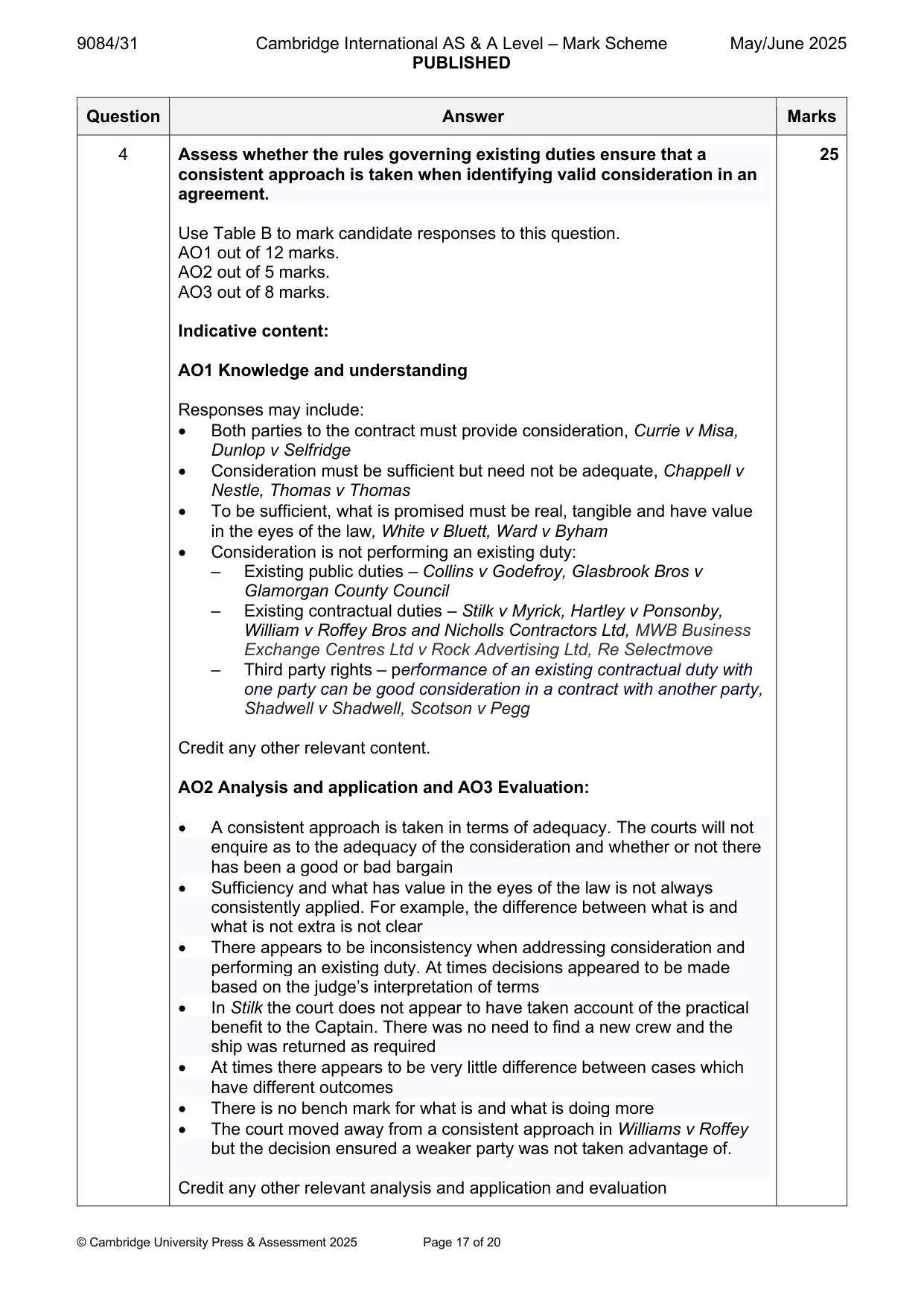 Mark scheme, page 17 of 20