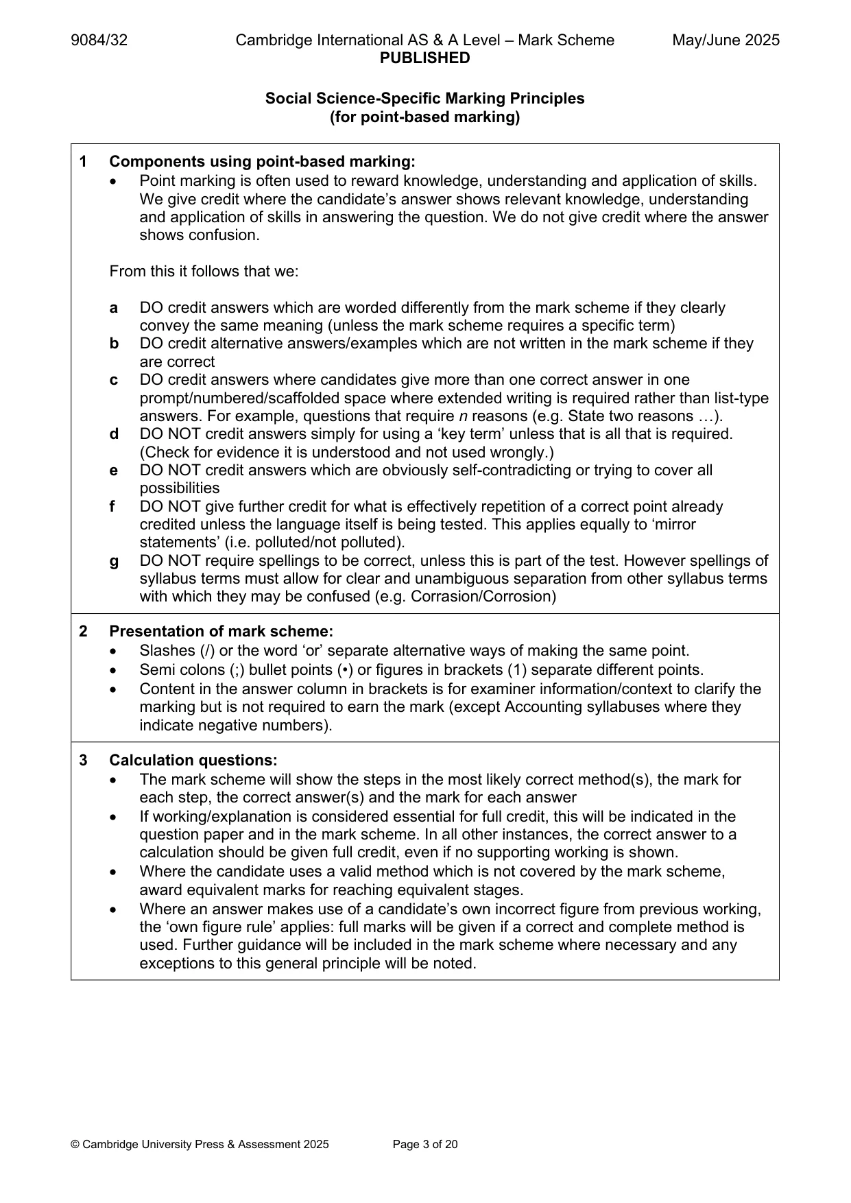 Mark scheme, page 3 of 20