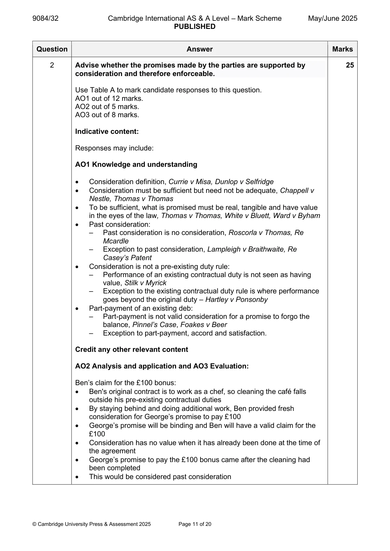 Mark scheme, page 11 of 20