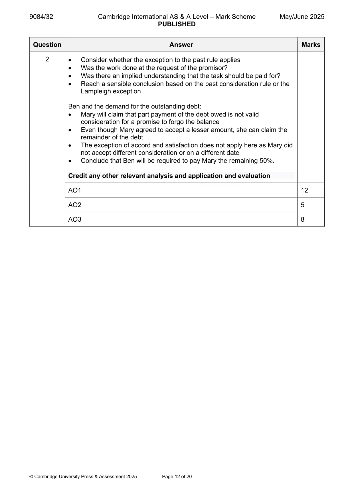Mark scheme, page 12 of 20