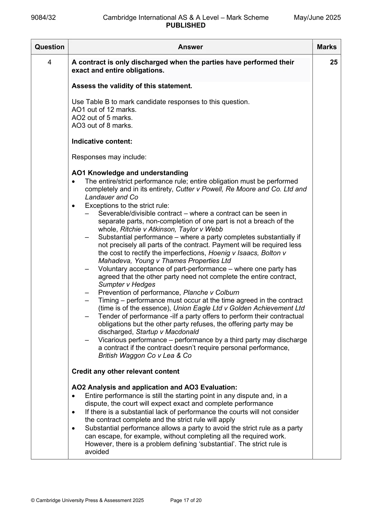 Mark scheme, page 17 of 20