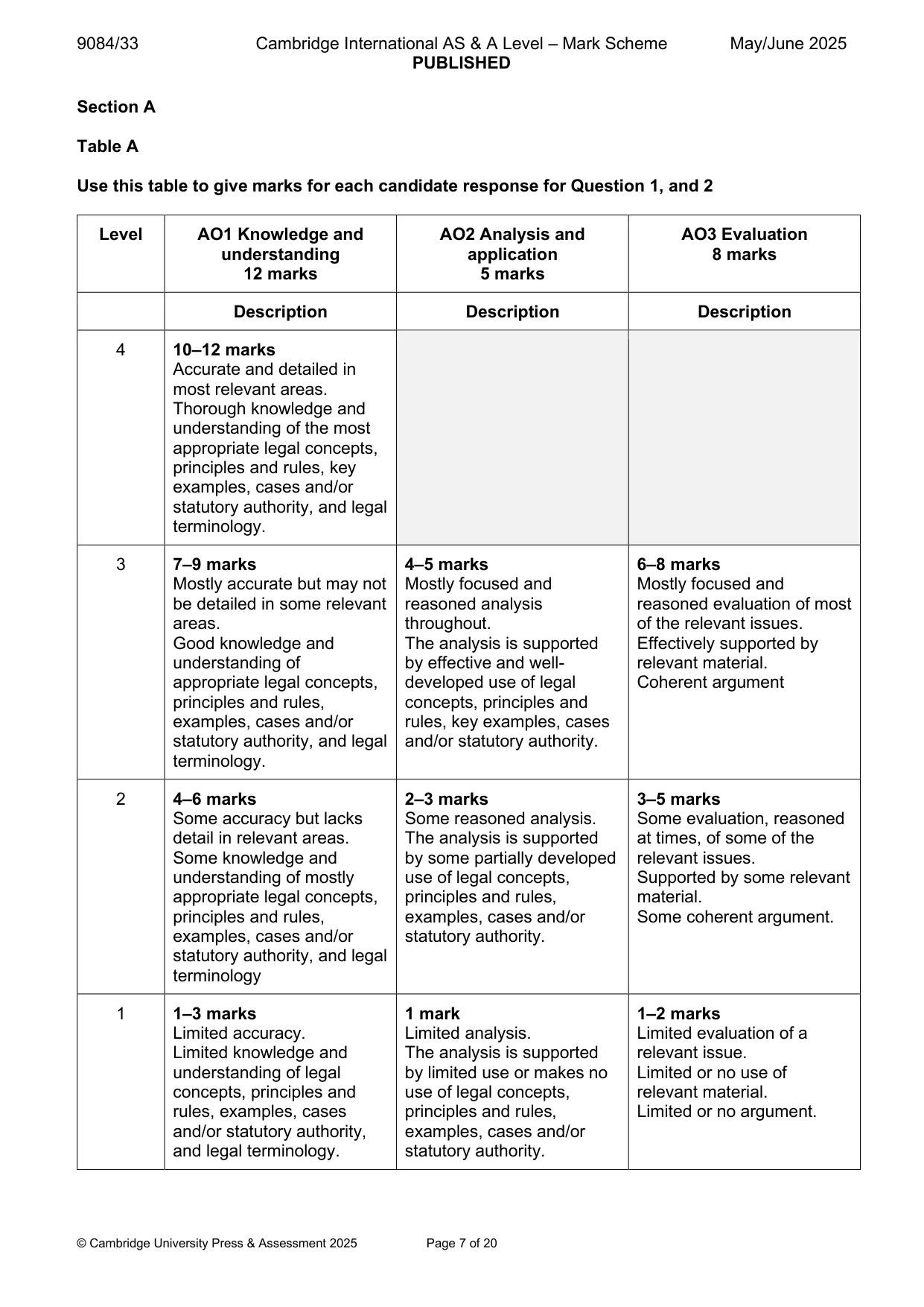 Mark scheme, page 7 of 20