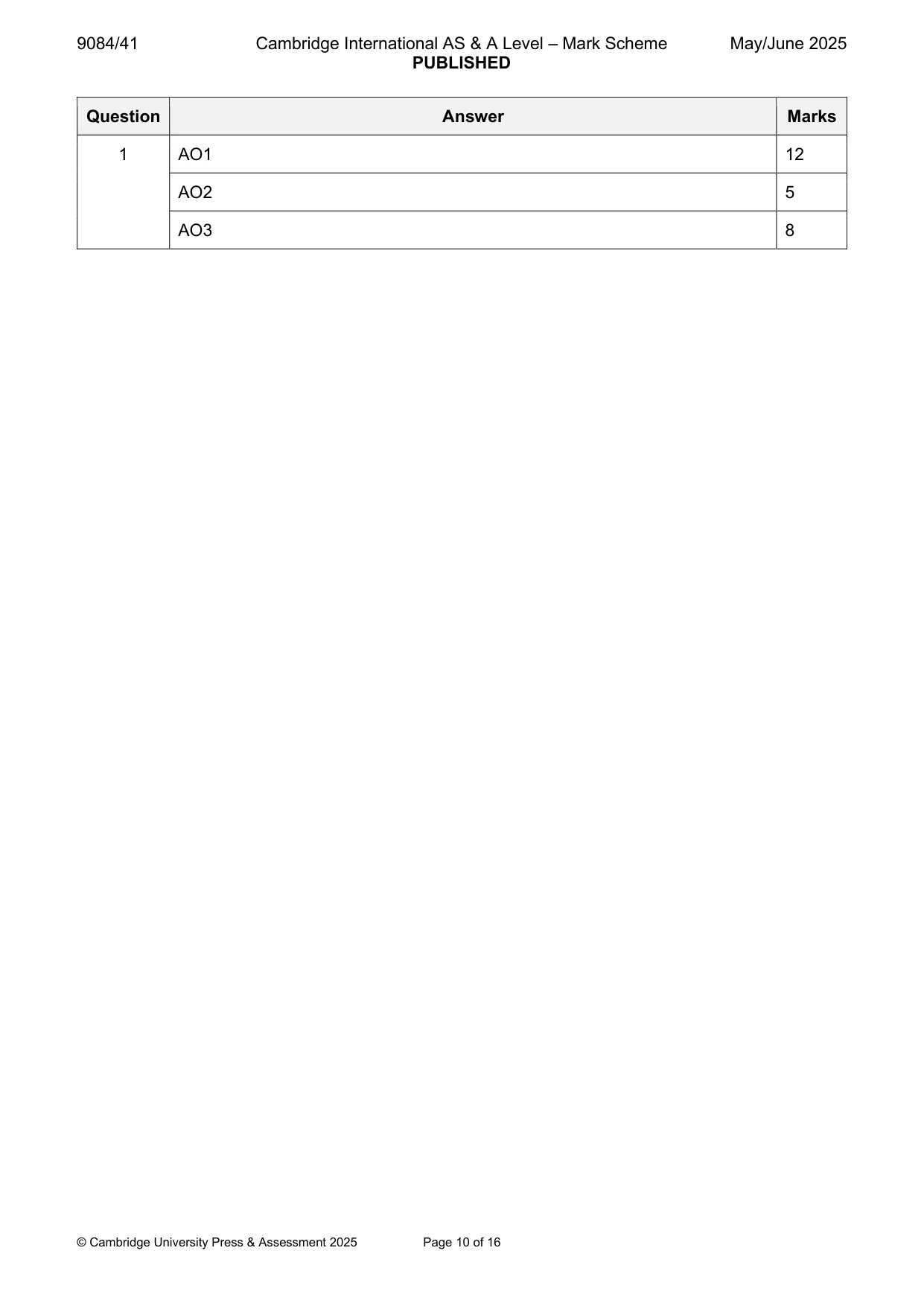 Mark scheme, page 10 of 16