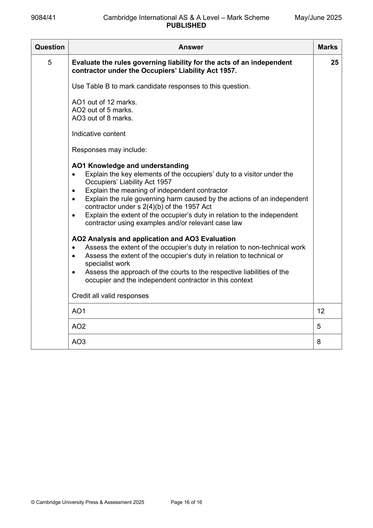 Mark scheme, page 16 of 16