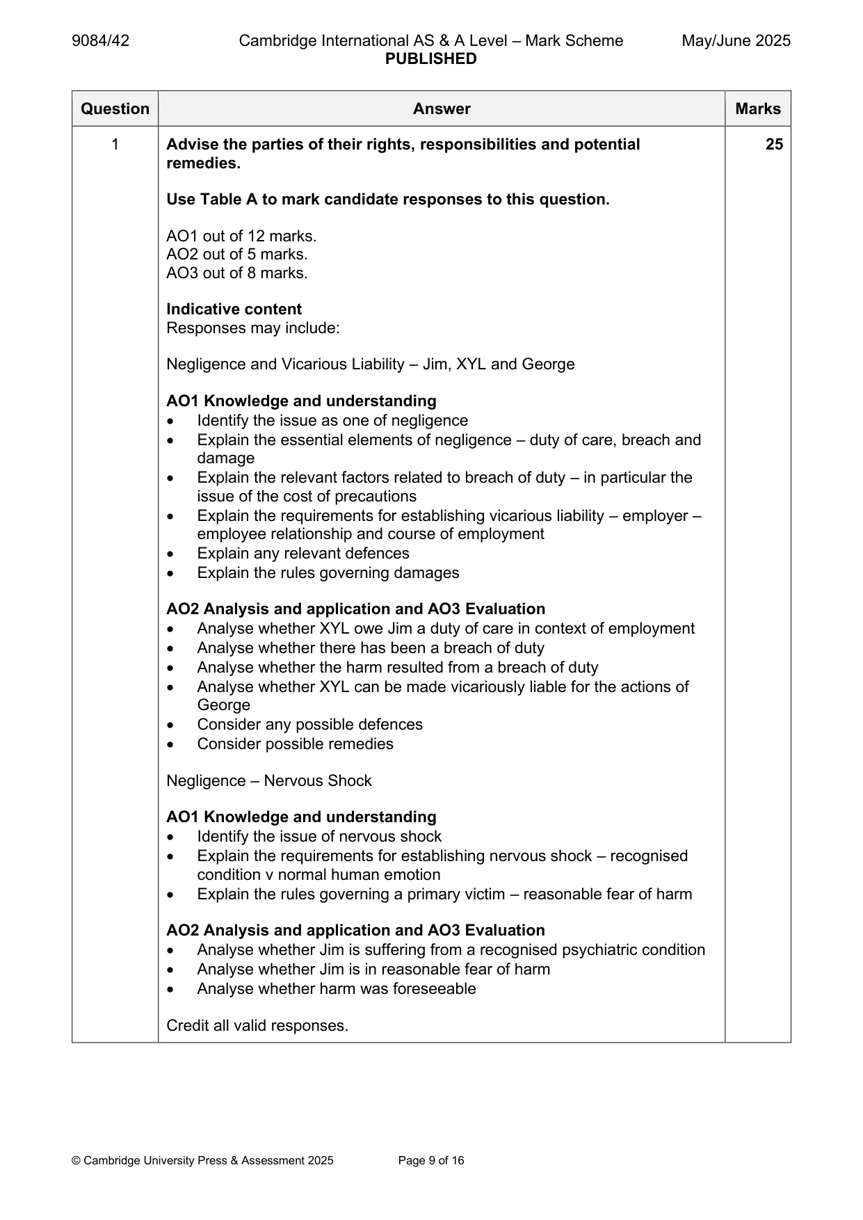 Mark scheme, page 9 of 16