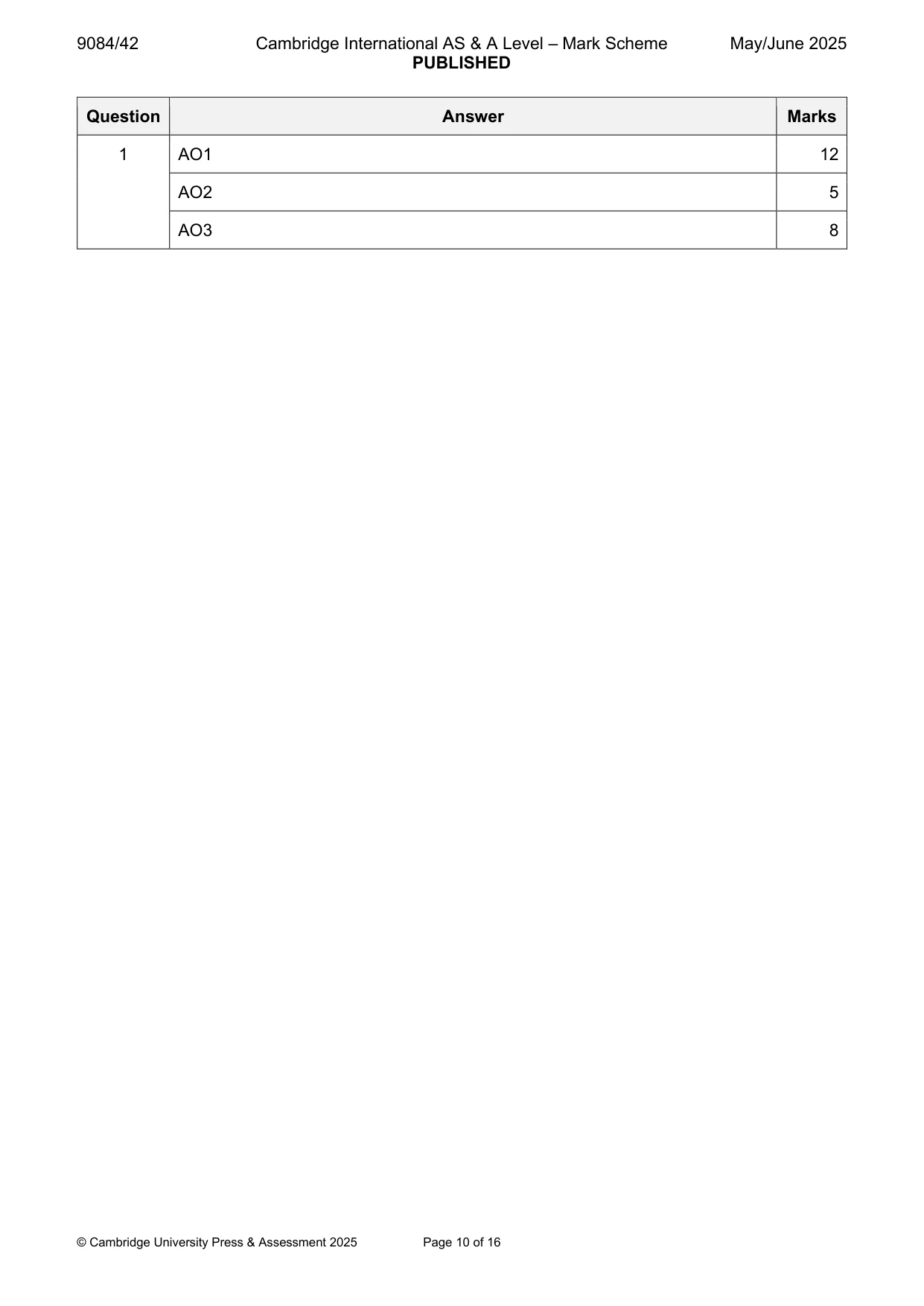 Mark scheme, page 10 of 16