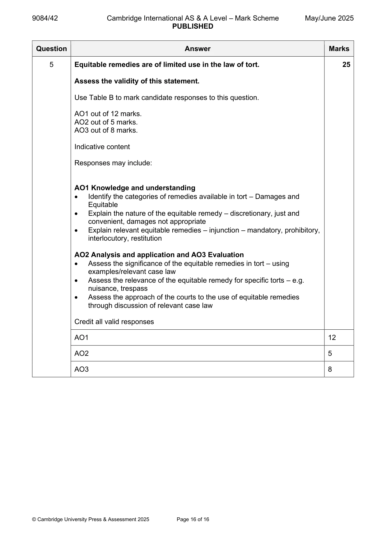 Mark scheme, page 16 of 16