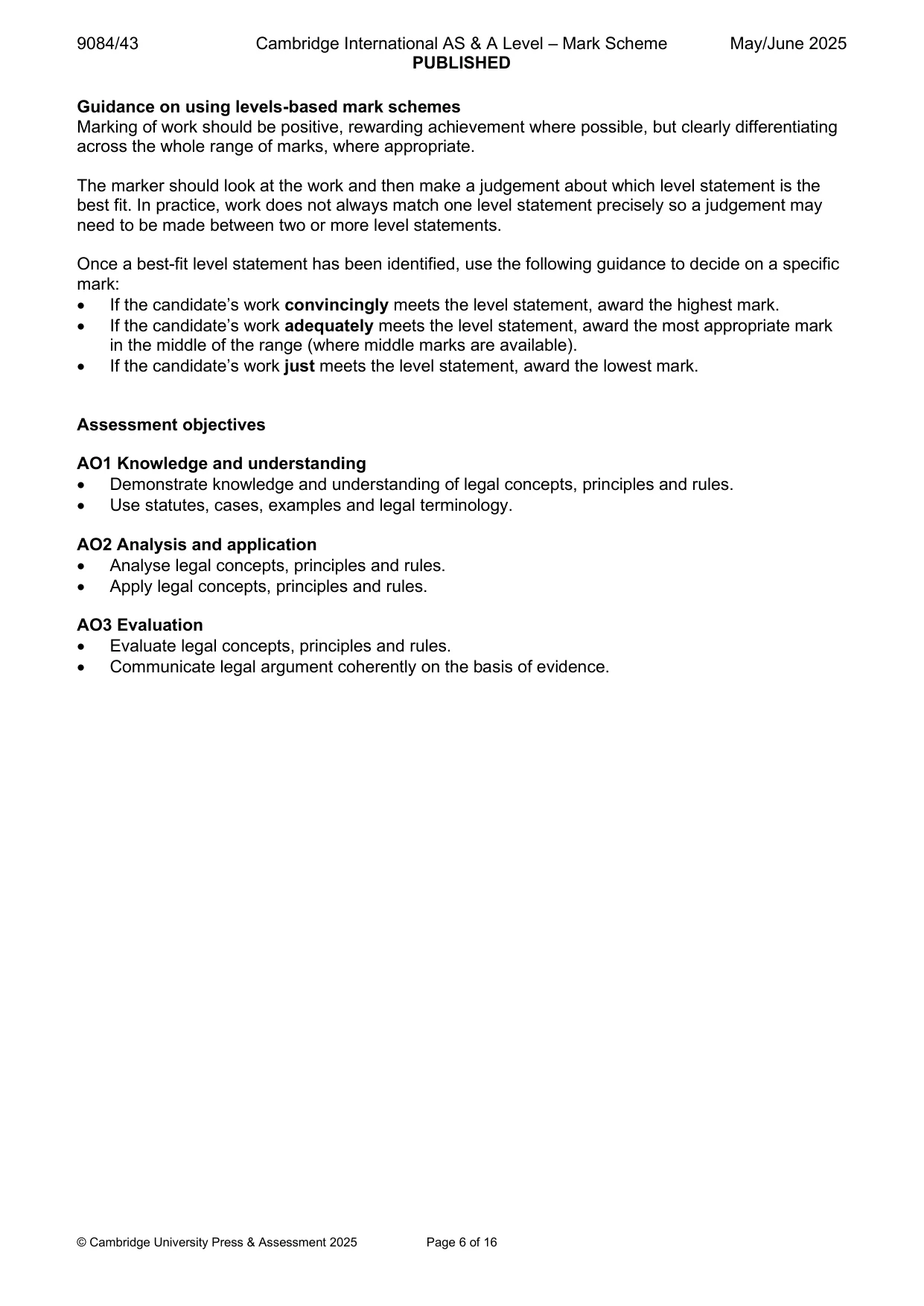 Mark scheme, page 6 of 16