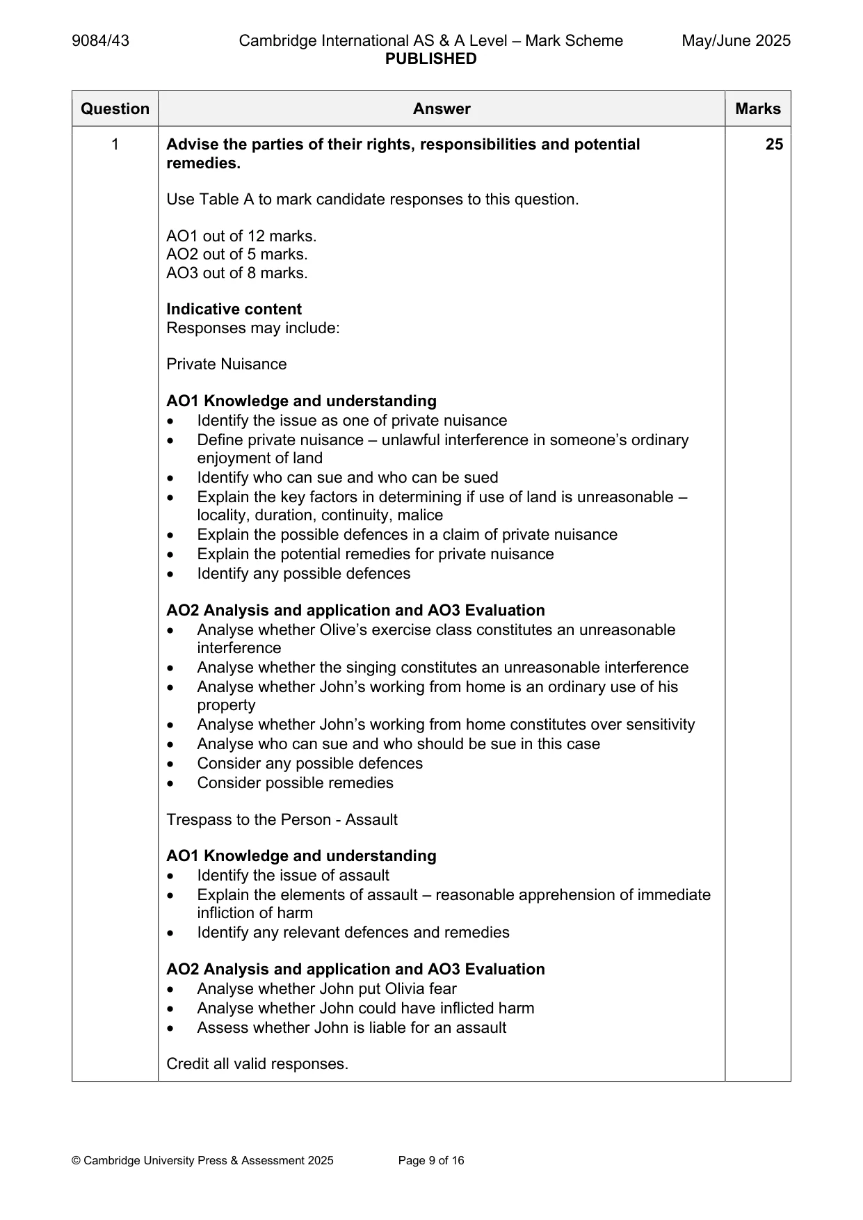 Mark scheme, page 9 of 16