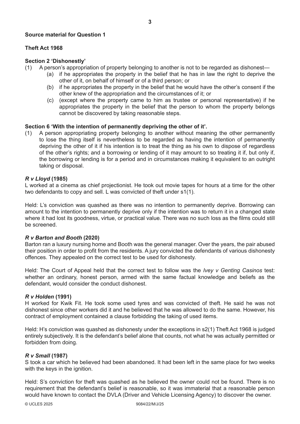 Cambridge A Level Law 9084 2025 May/June Paper 2 · Variant 2 question paper, page 3 of 4