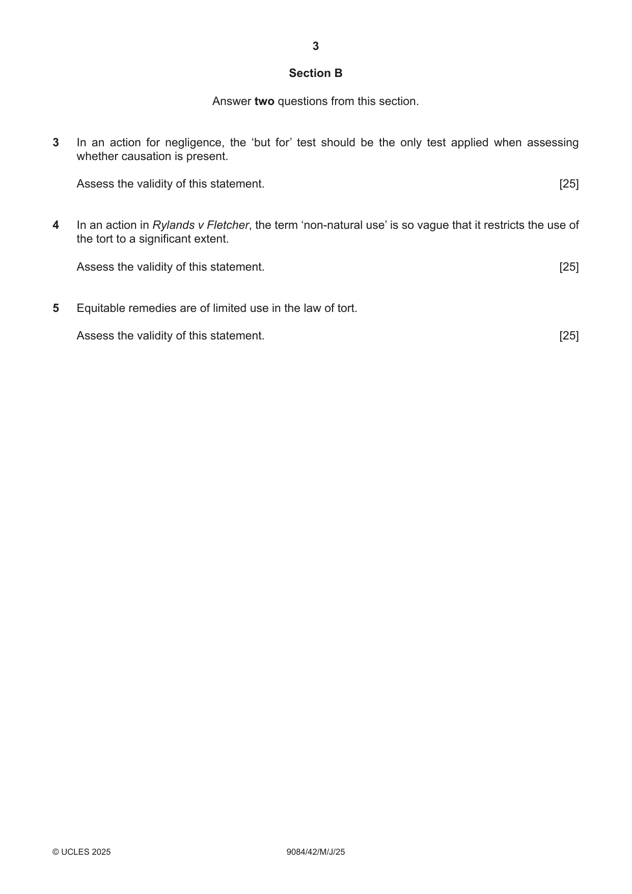 Cambridge A Level Law 9084 2025 May/June Paper 4 · Variant 2 question paper, page 3 of 4