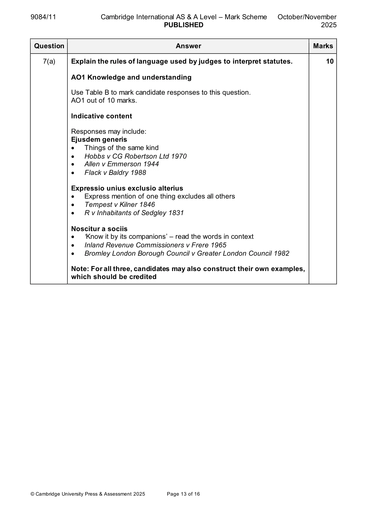 Mark scheme, page 13 of 16