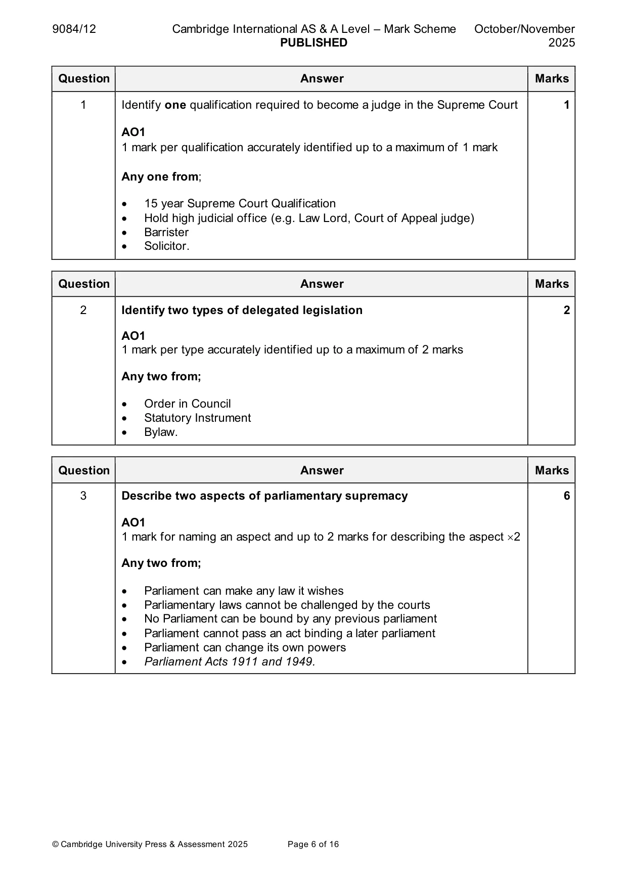 Mark scheme, page 6 of 16