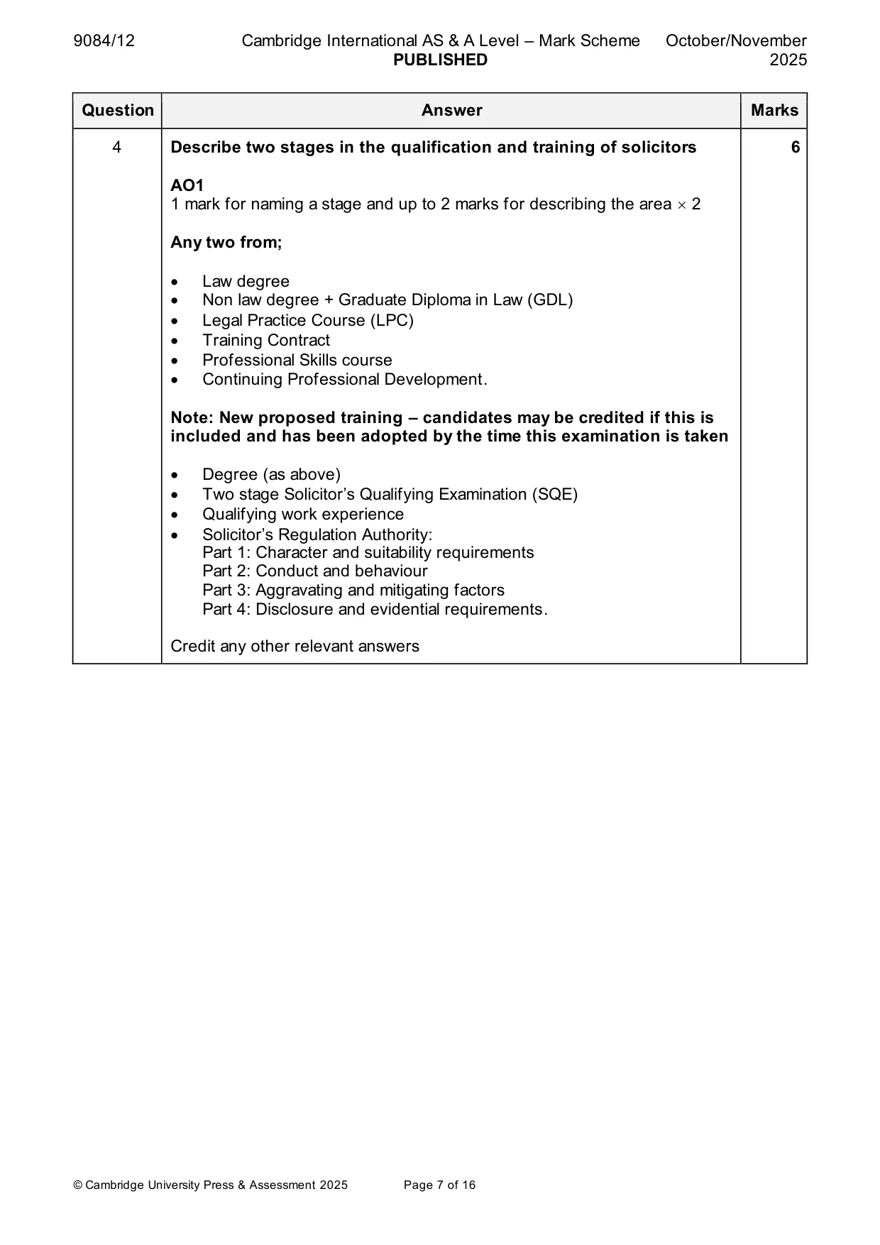 Mark scheme, page 7 of 16