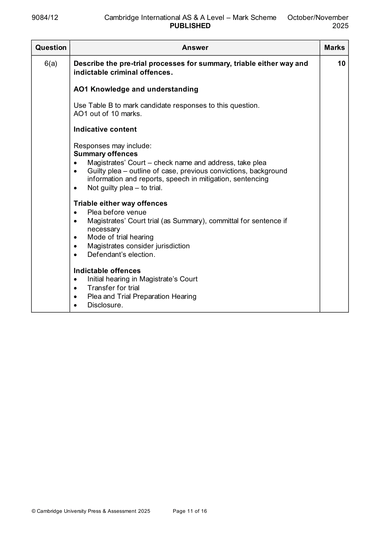 Mark scheme, page 11 of 16