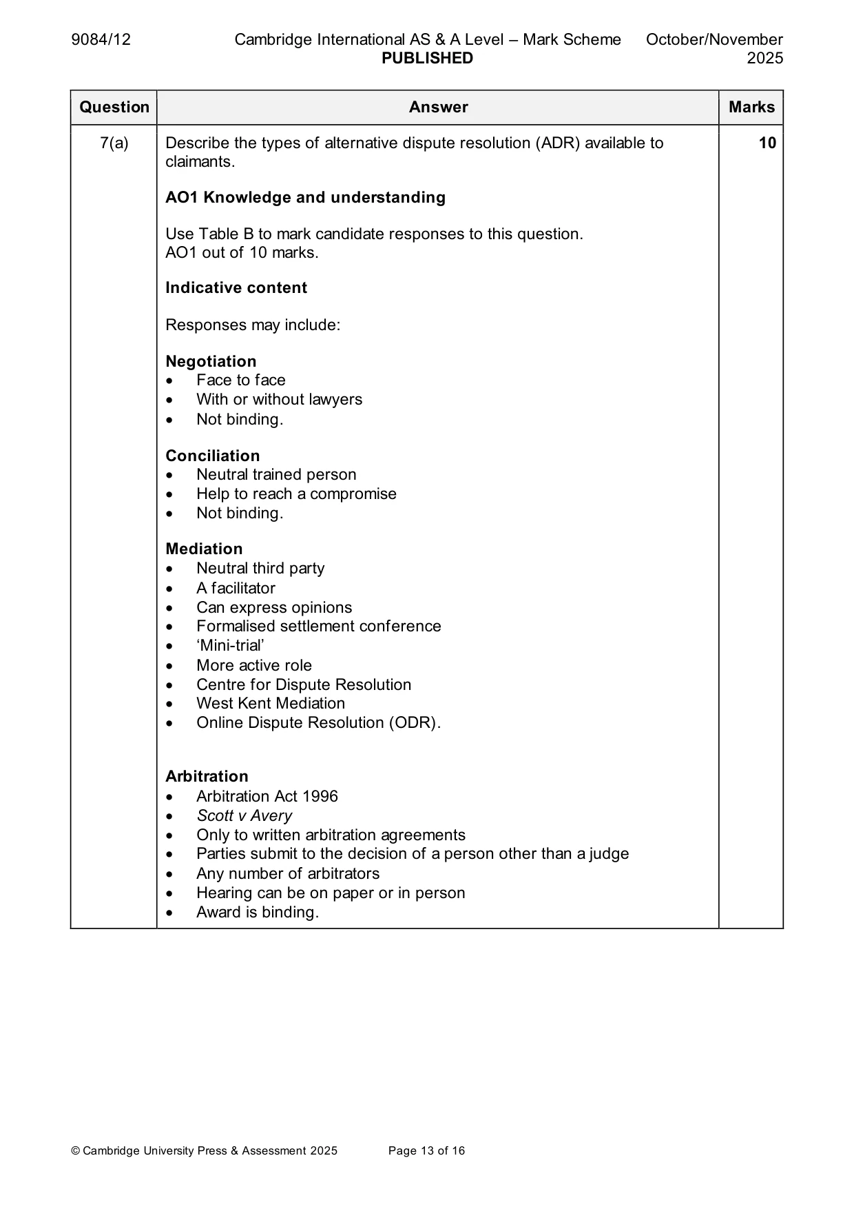 Mark scheme, page 13 of 16