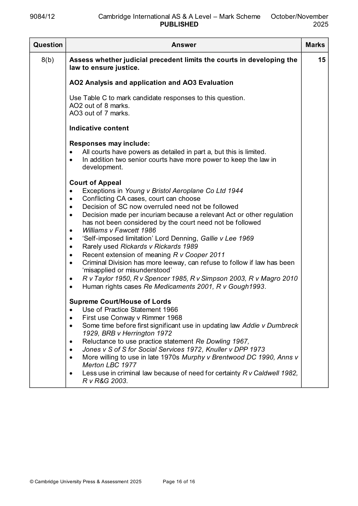 Mark scheme, page 16 of 16