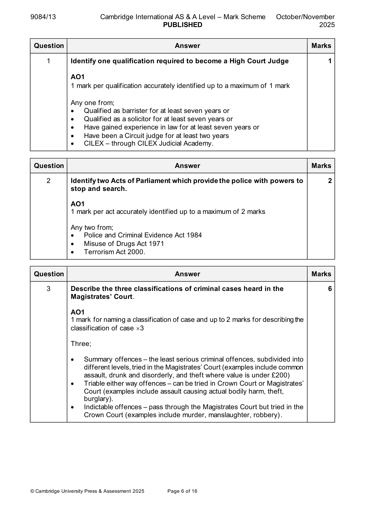Mark scheme, page 6 of 16