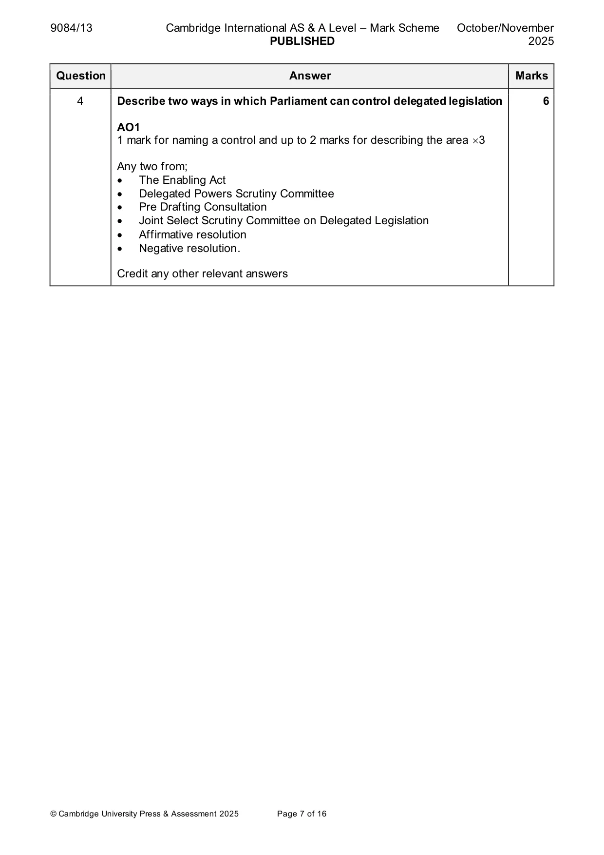 Mark scheme, page 7 of 16