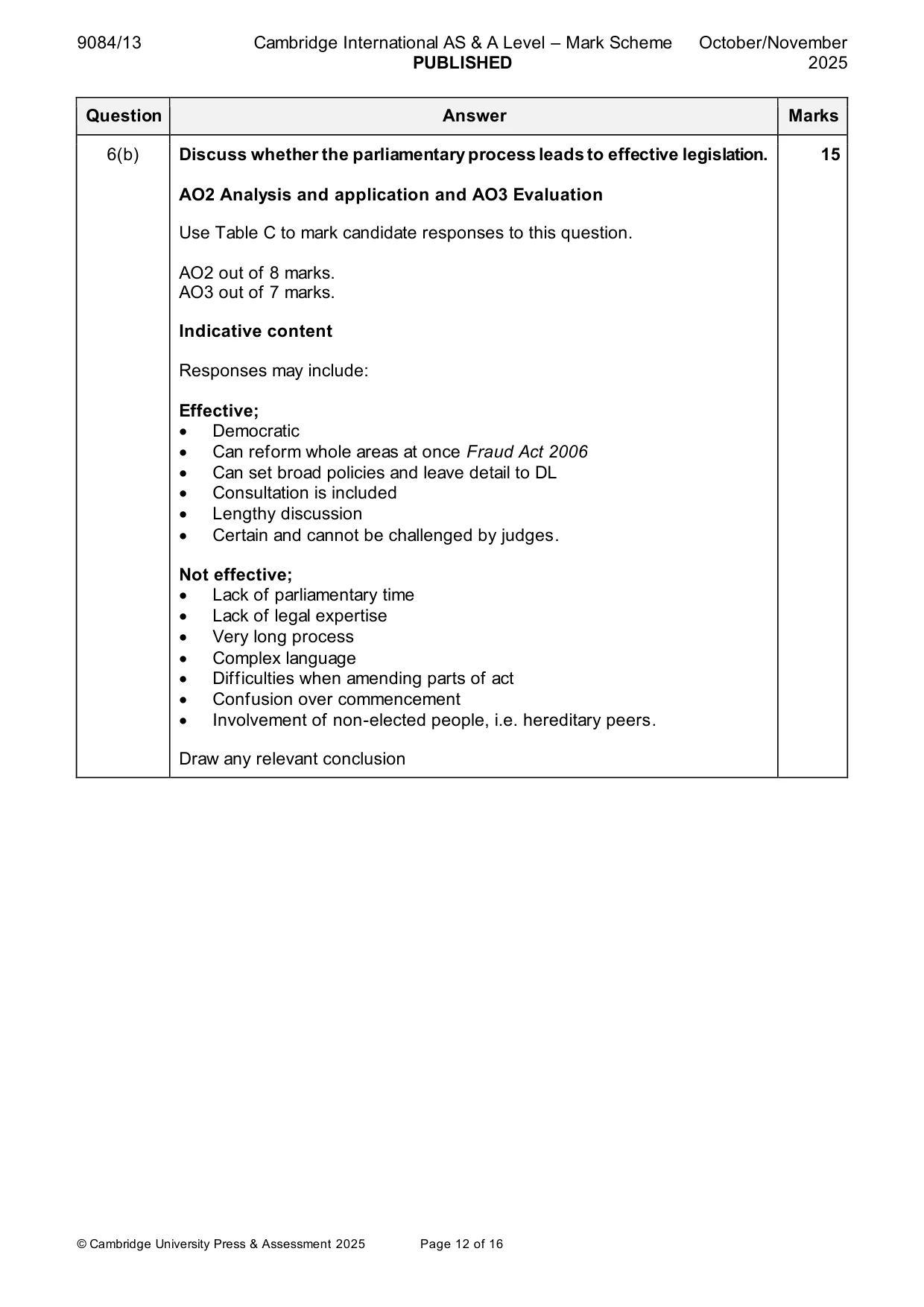 Mark scheme, page 12 of 16