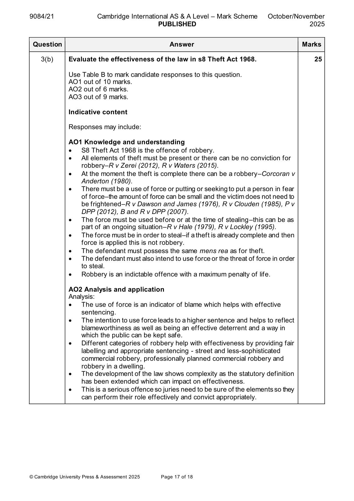 Mark scheme, page 17 of 18