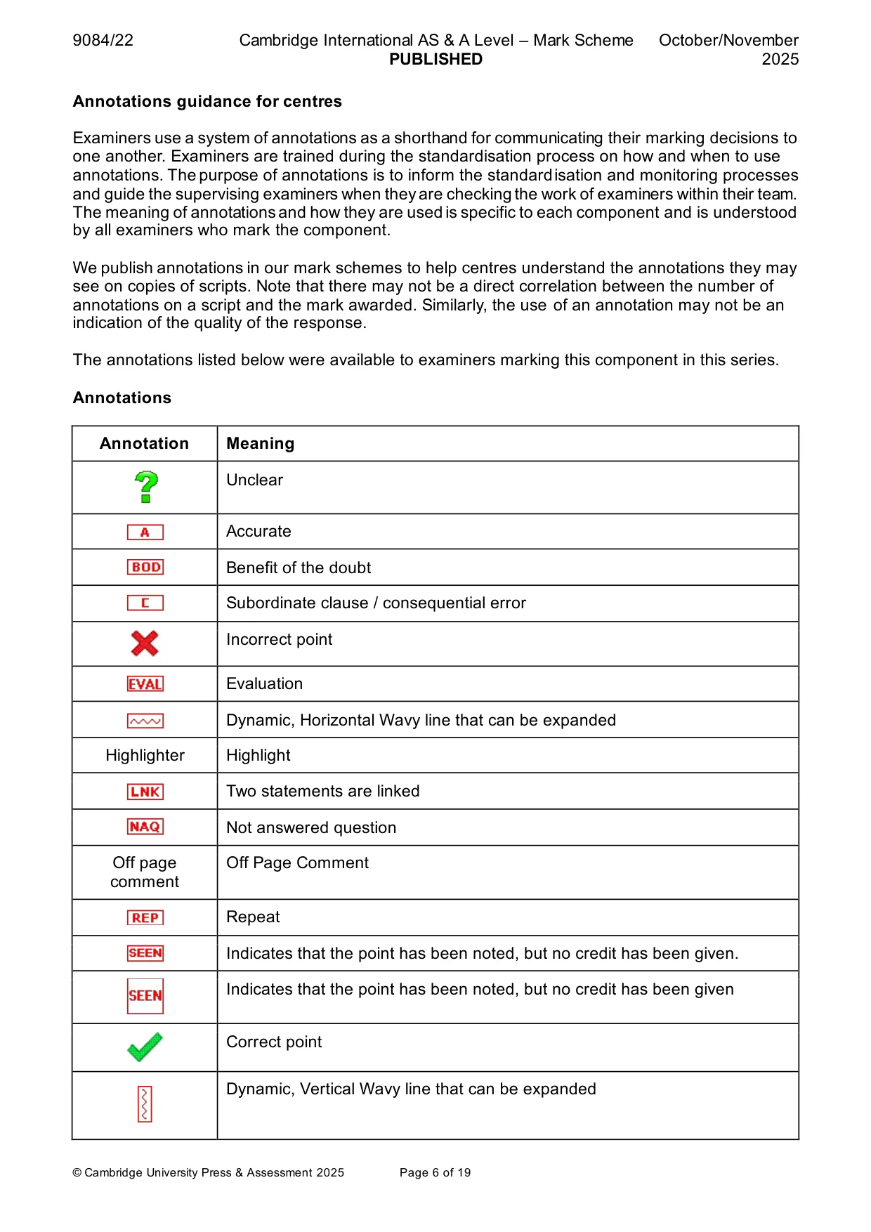 Mark scheme, page 6 of 19
