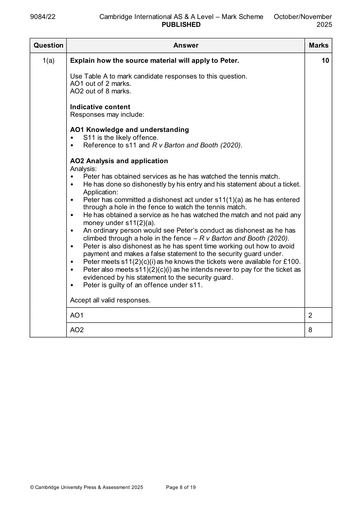 Mark scheme, page 8 of 19
