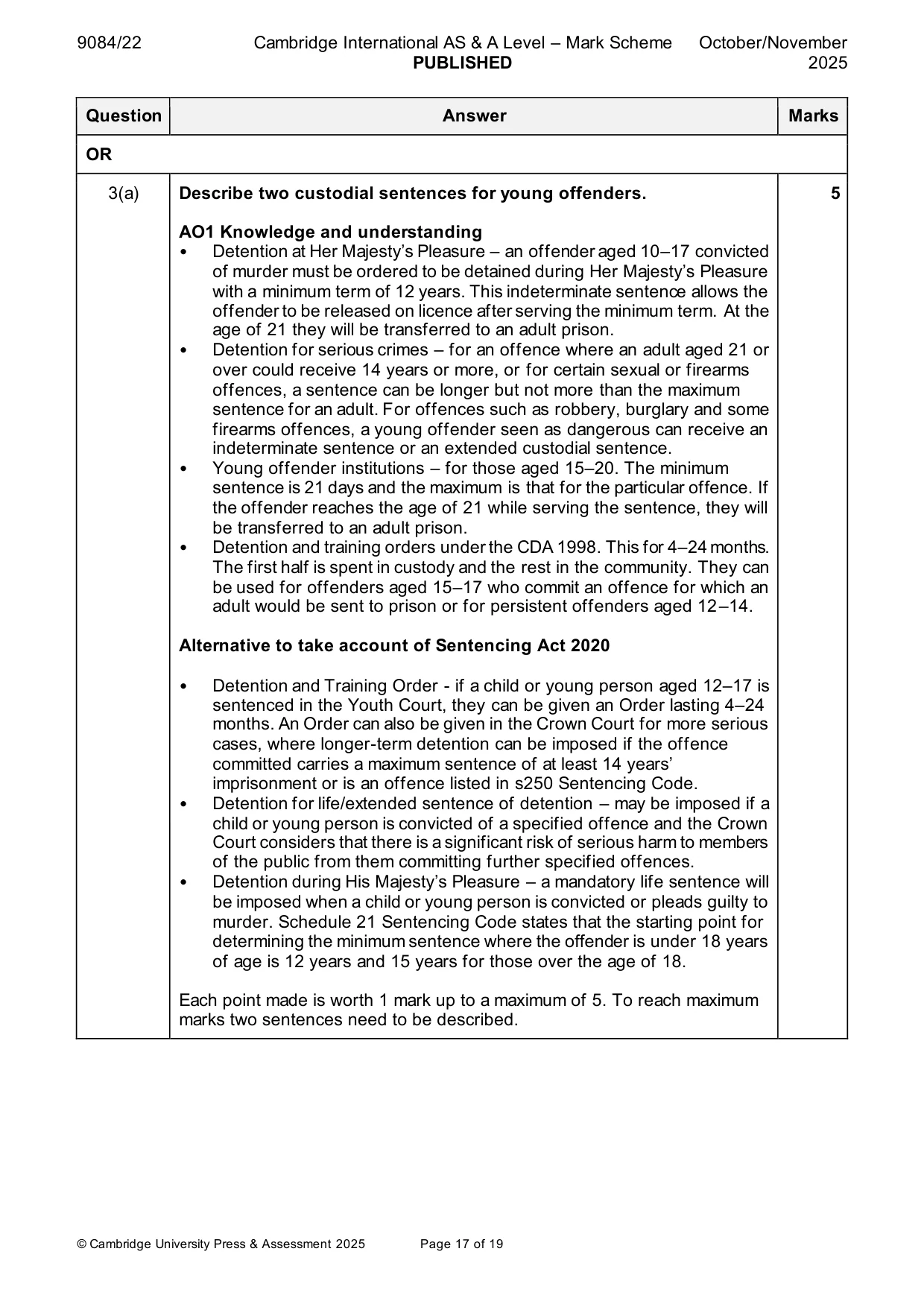Mark scheme, page 17 of 19