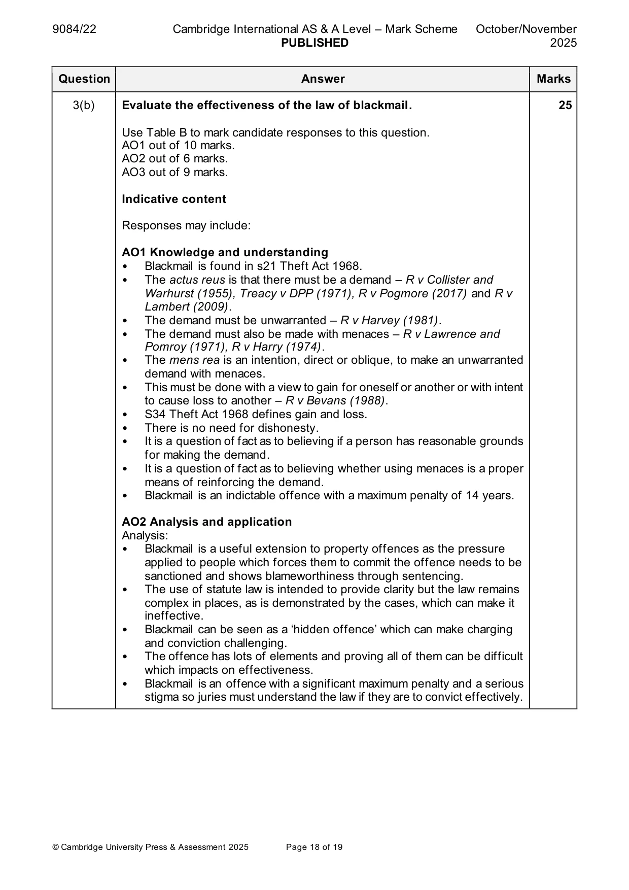 Mark scheme, page 18 of 19