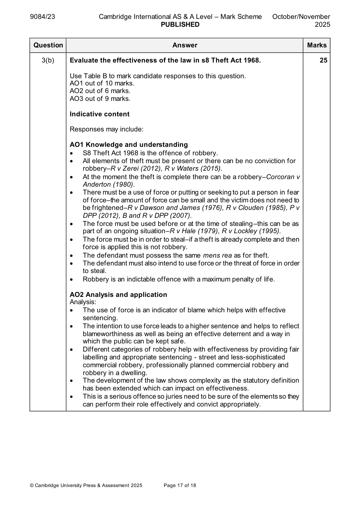 Mark scheme, page 17 of 18