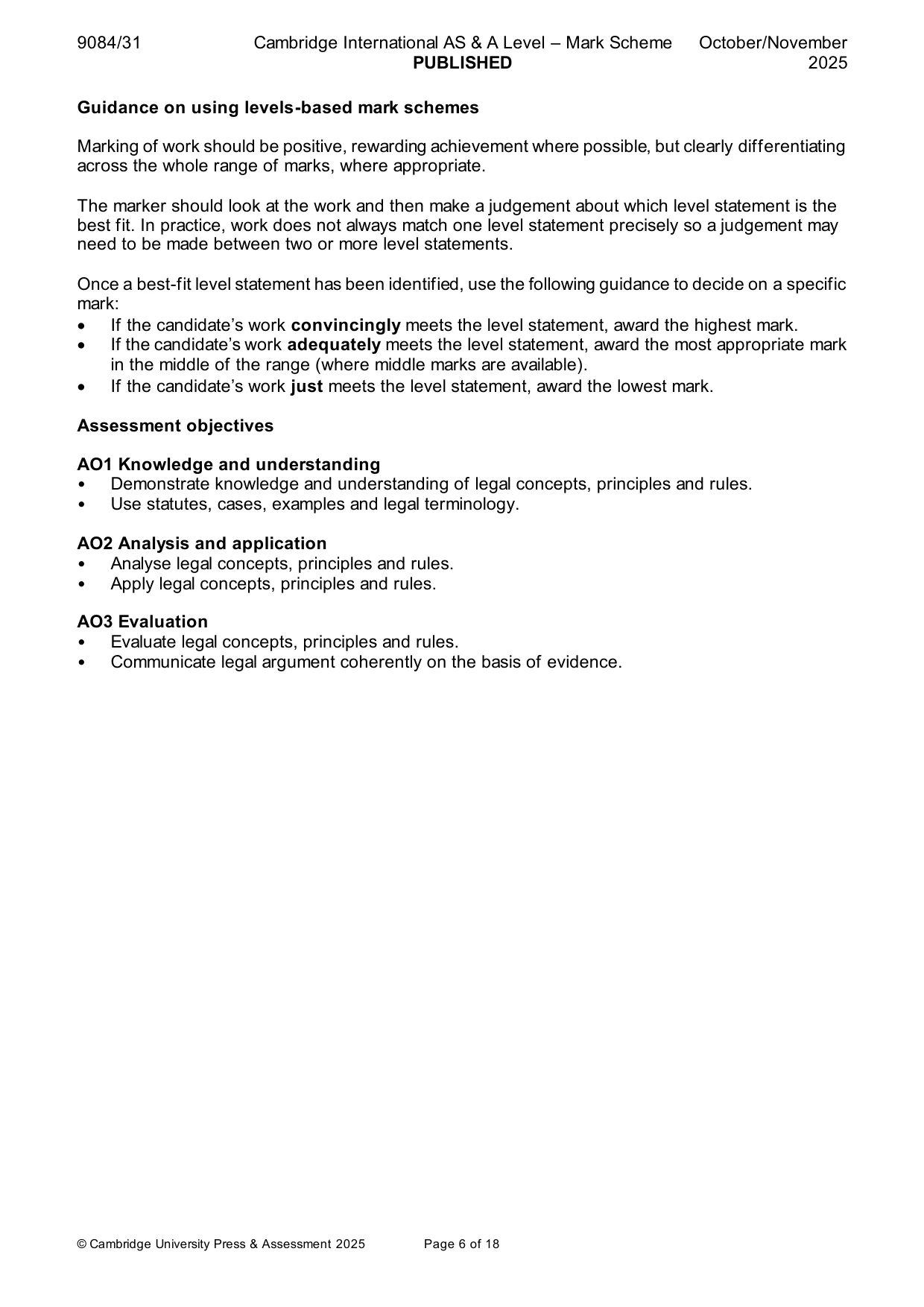 Mark scheme, page 6 of 18