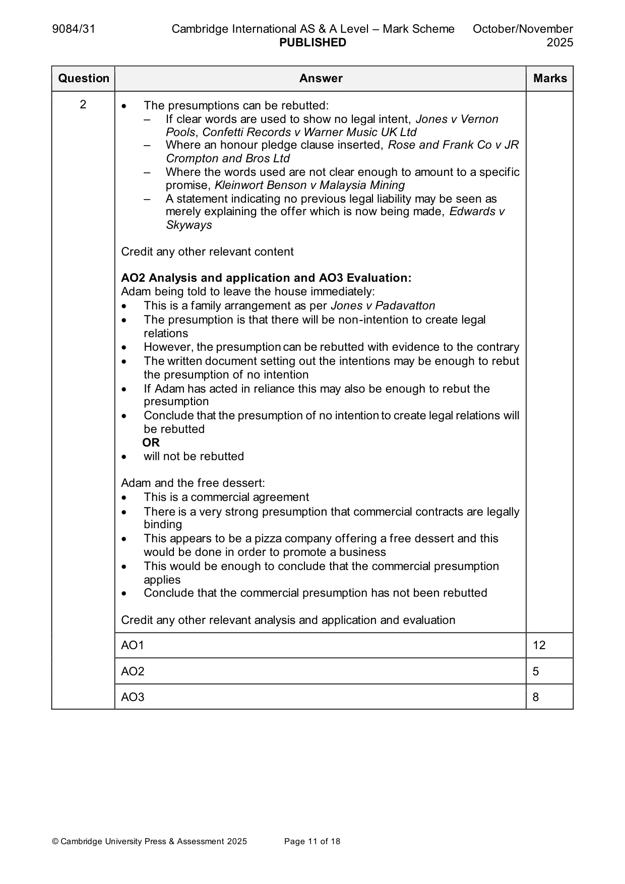 Mark scheme, page 11 of 18