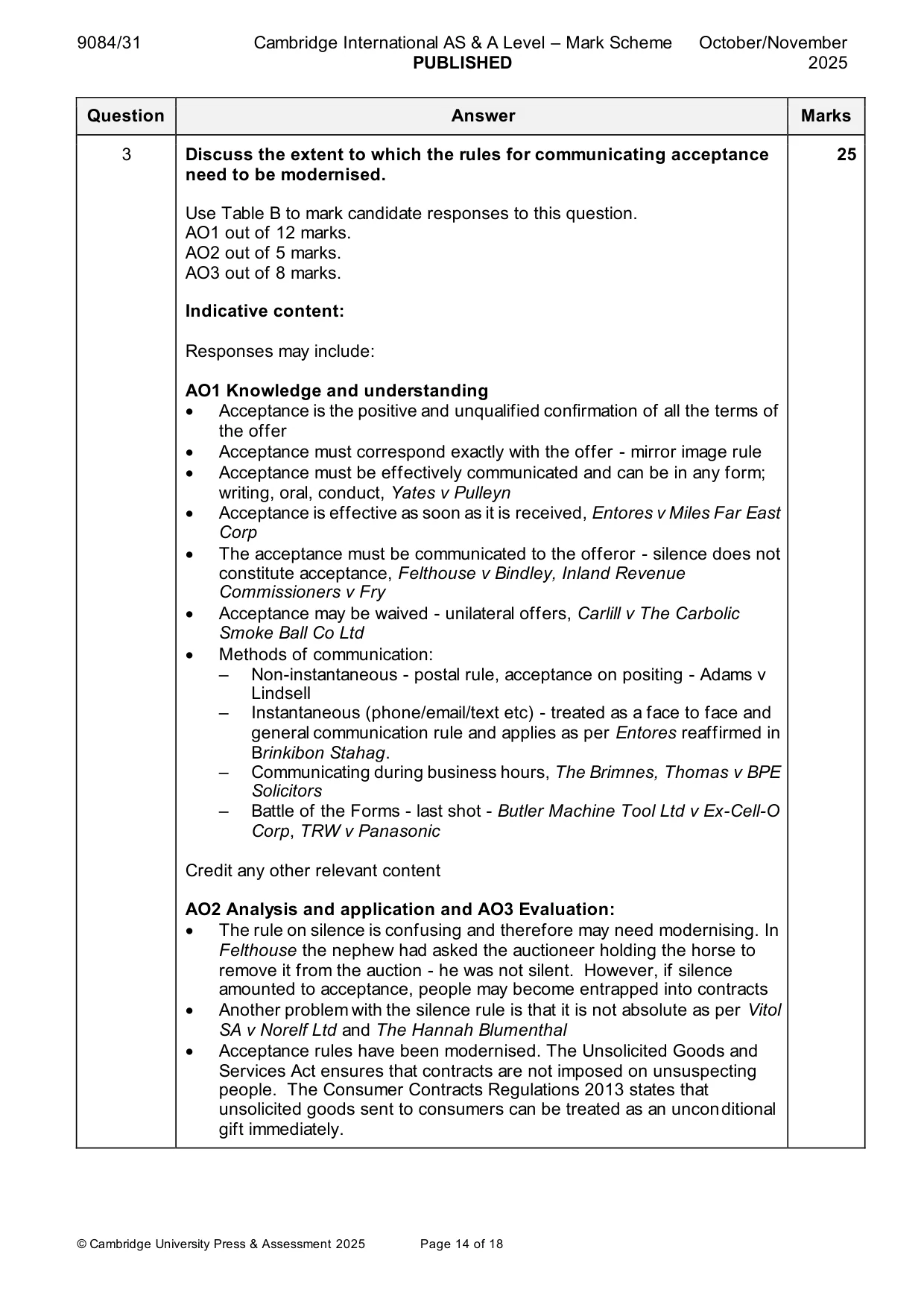 Mark scheme, page 14 of 18