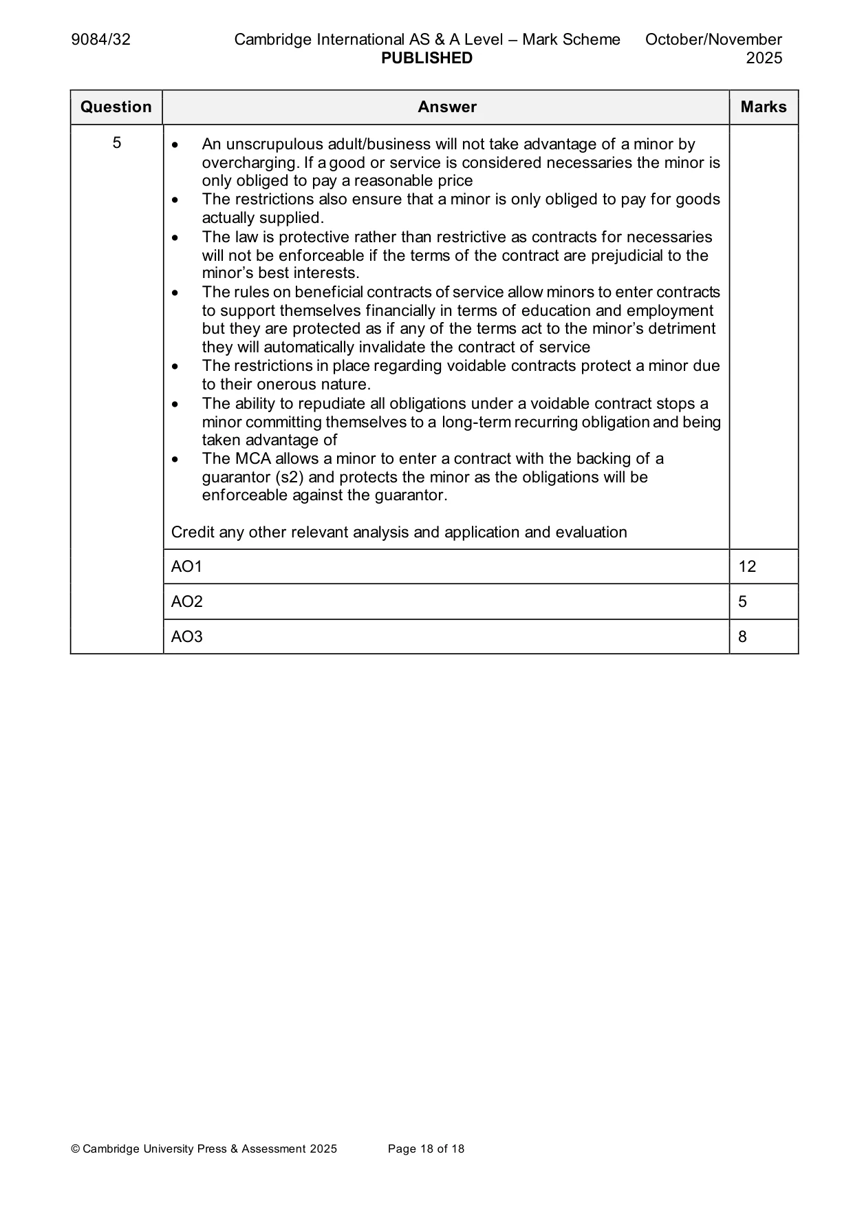 Mark scheme, page 18 of 18