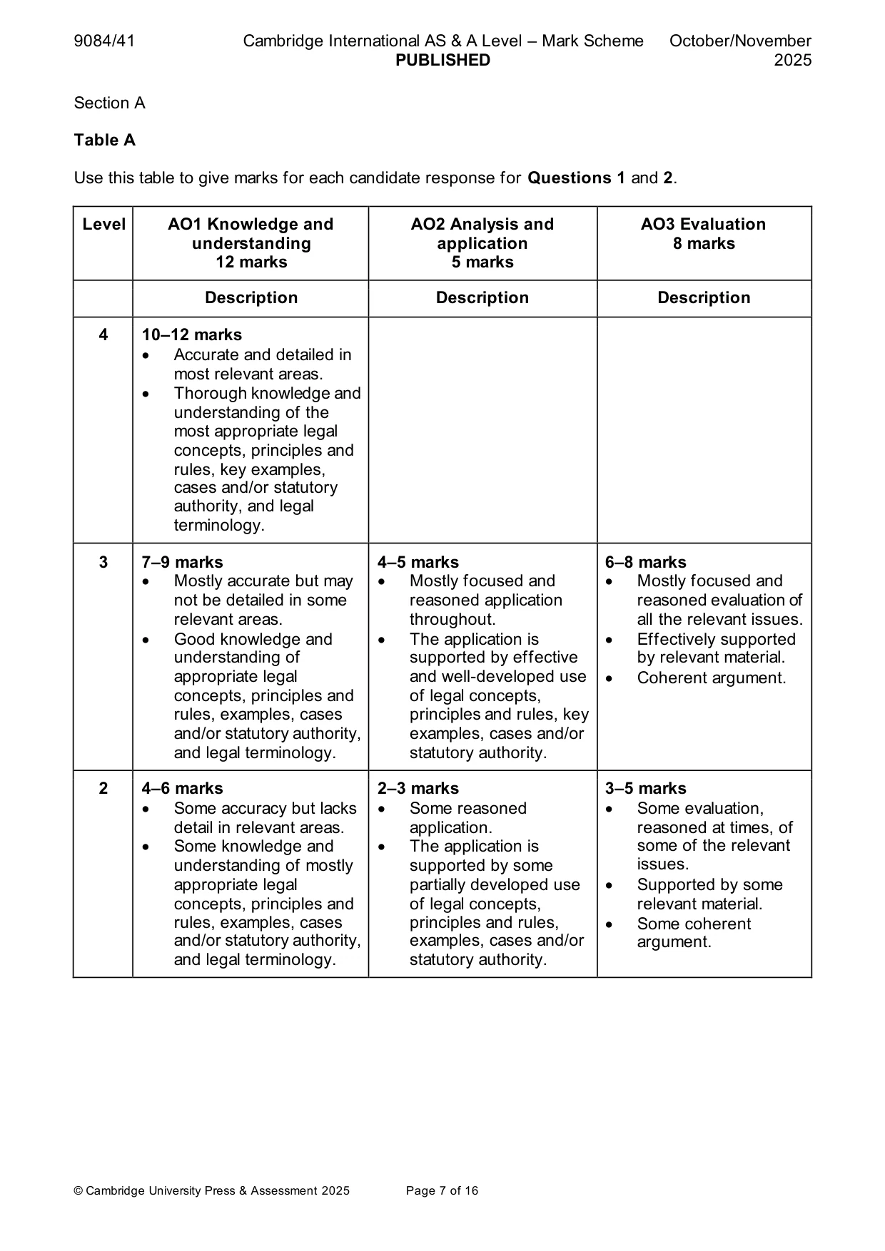 Mark scheme, page 7 of 16