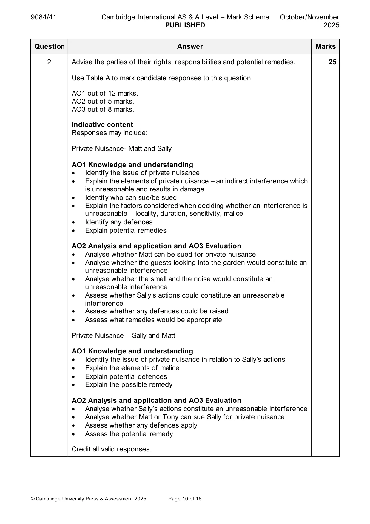 Mark scheme, page 10 of 16
