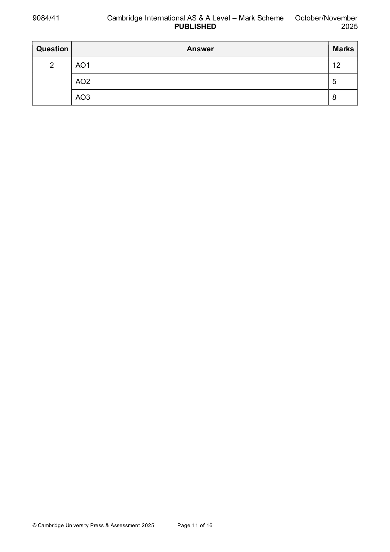 Mark scheme, page 11 of 16