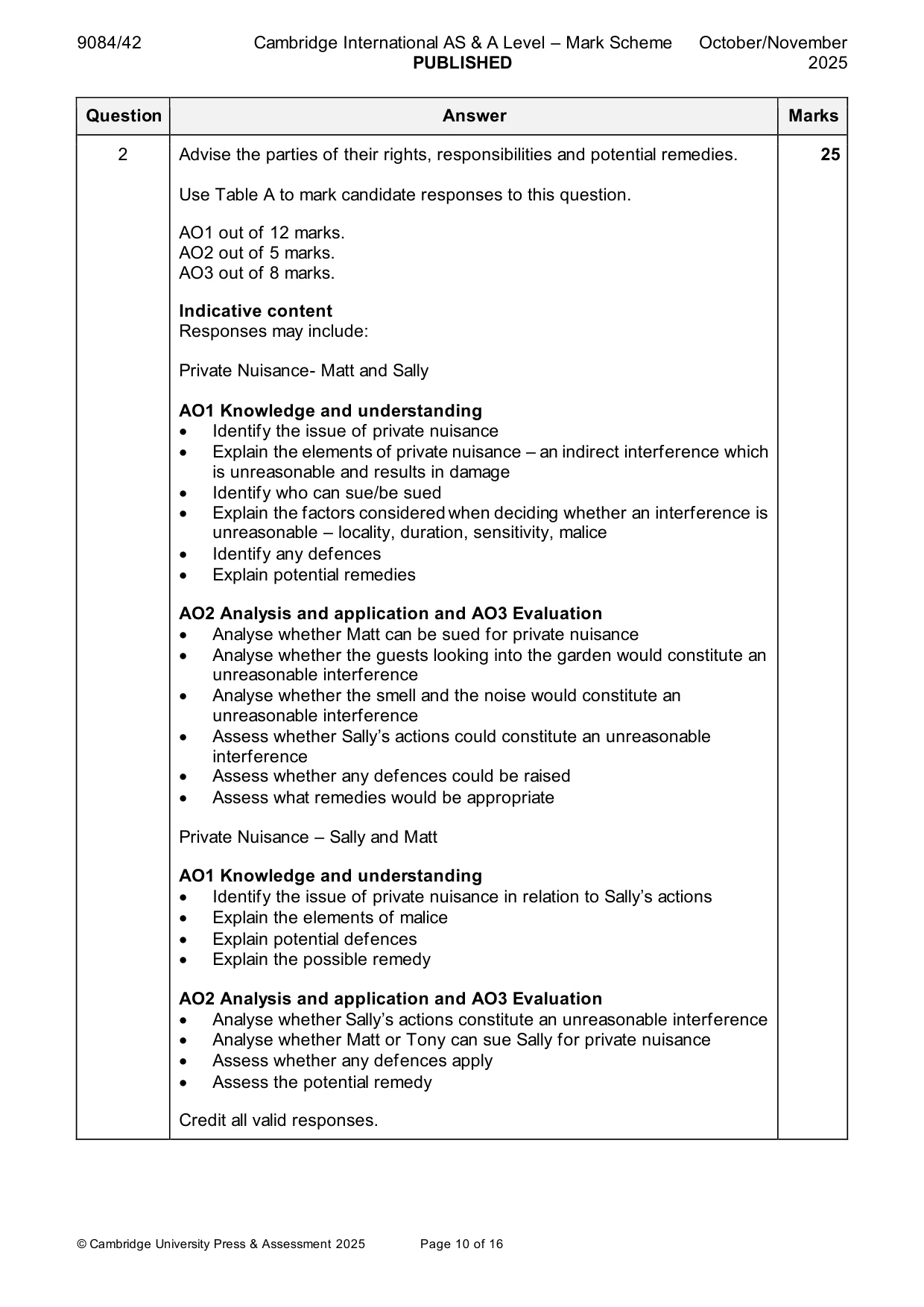 Mark scheme, page 10 of 16