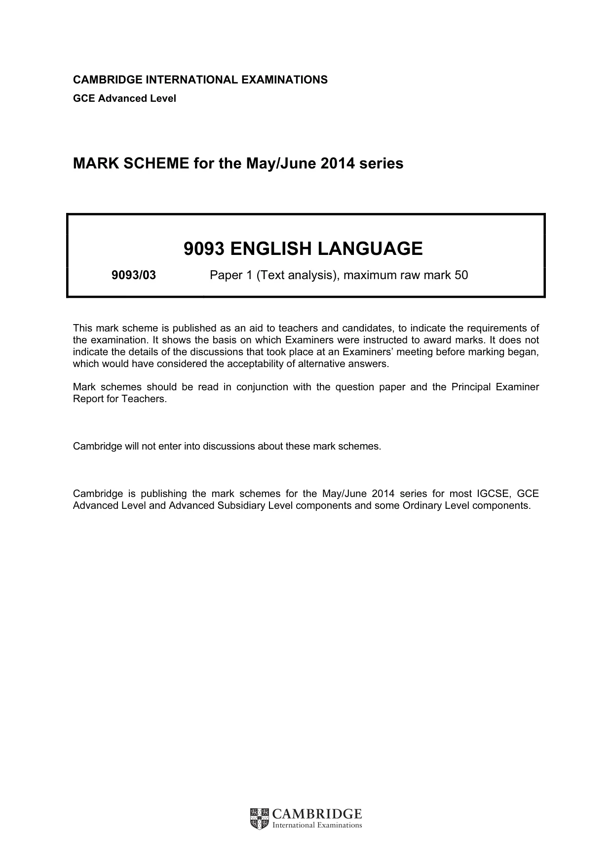 Mark scheme, page 1 of 4
