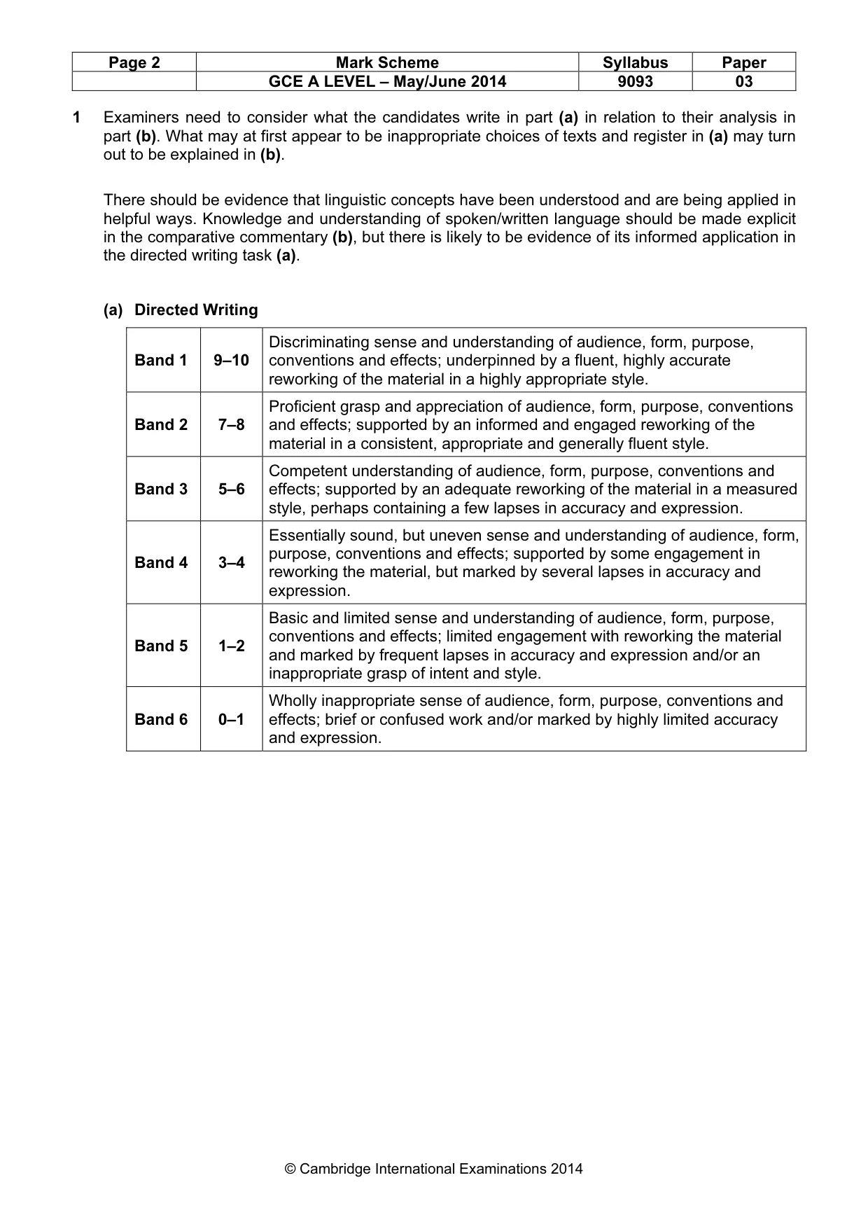 Mark scheme, page 2 of 4
