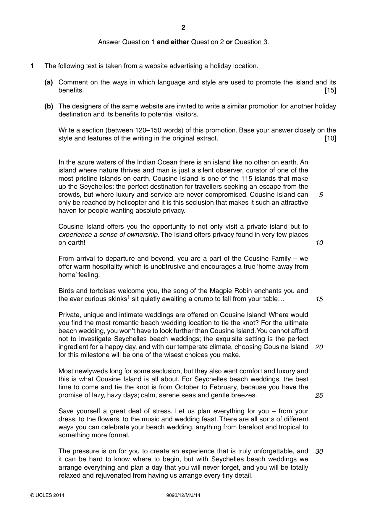 Cambridge A Level English - Language AS and A Level (from 2014) 9093 2014 May/June Paper 1 · Variant 2 question paper, page 2 of 8