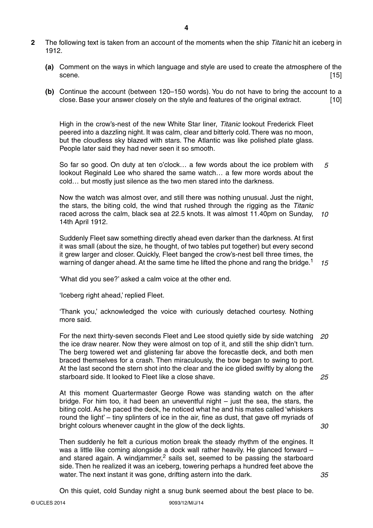 Cambridge A Level English - Language AS and A Level (from 2014) 9093 2014 May/June Paper 1 · Variant 2 question paper, page 4 of 8