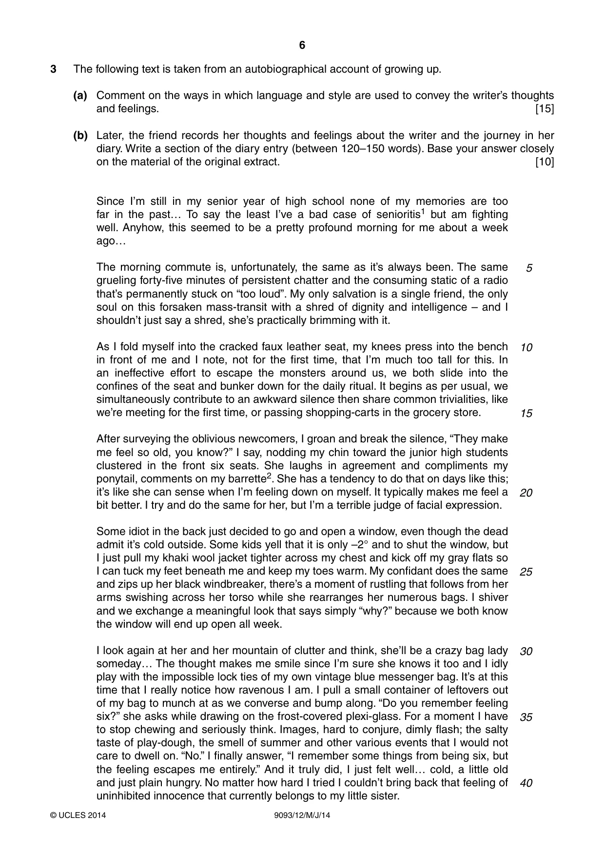 Cambridge A Level English - Language AS and A Level (from 2014) 9093 2014 May/June Paper 1 · Variant 2 question paper, page 6 of 8