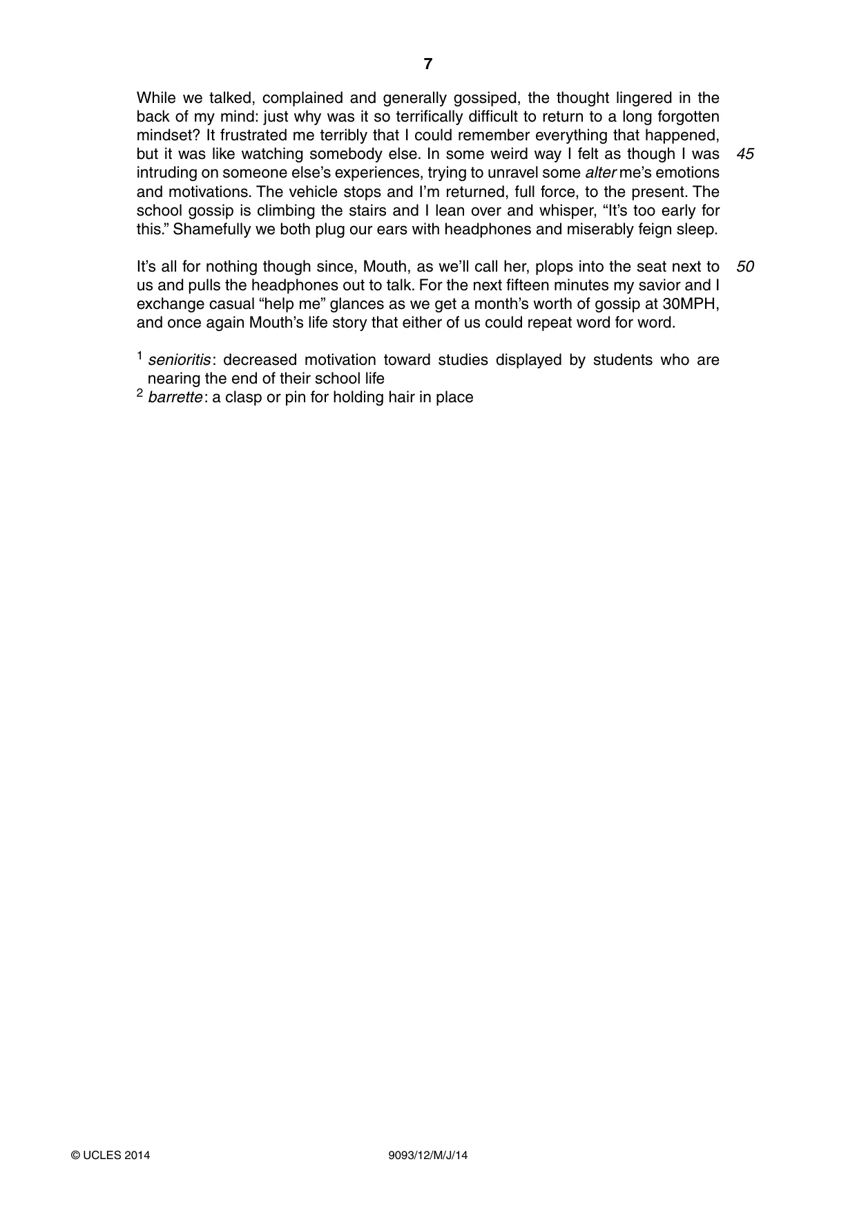 Cambridge A Level English - Language AS and A Level (from 2014) 9093 2014 May/June Paper 1 · Variant 2 question paper, page 7 of 8