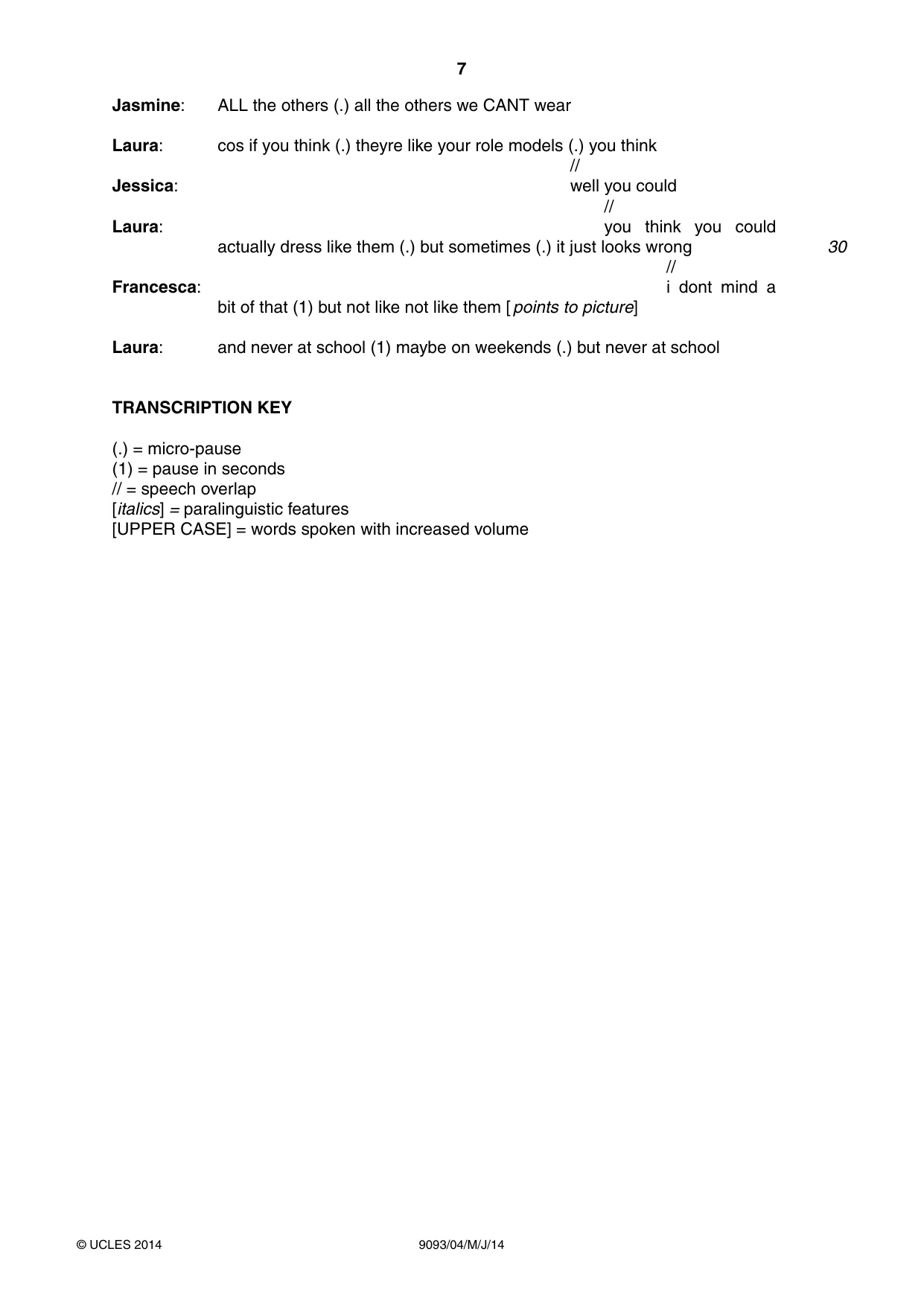 Cambridge A Level English - Language AS and A Level (from 2014) 9093 2014 May/June Paper 4 · Variant 1 question paper, page 7 of 8