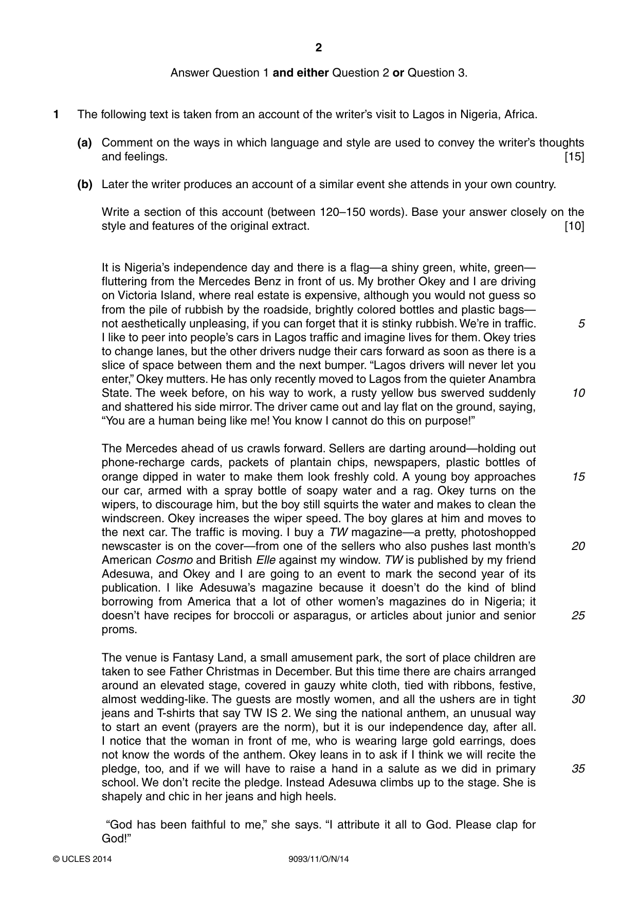 Cambridge A Level English - Language AS and A Level (from 2014) 9093 2014 Oct/Nov Paper 1 · Variant 1 question paper, page 2 of 8